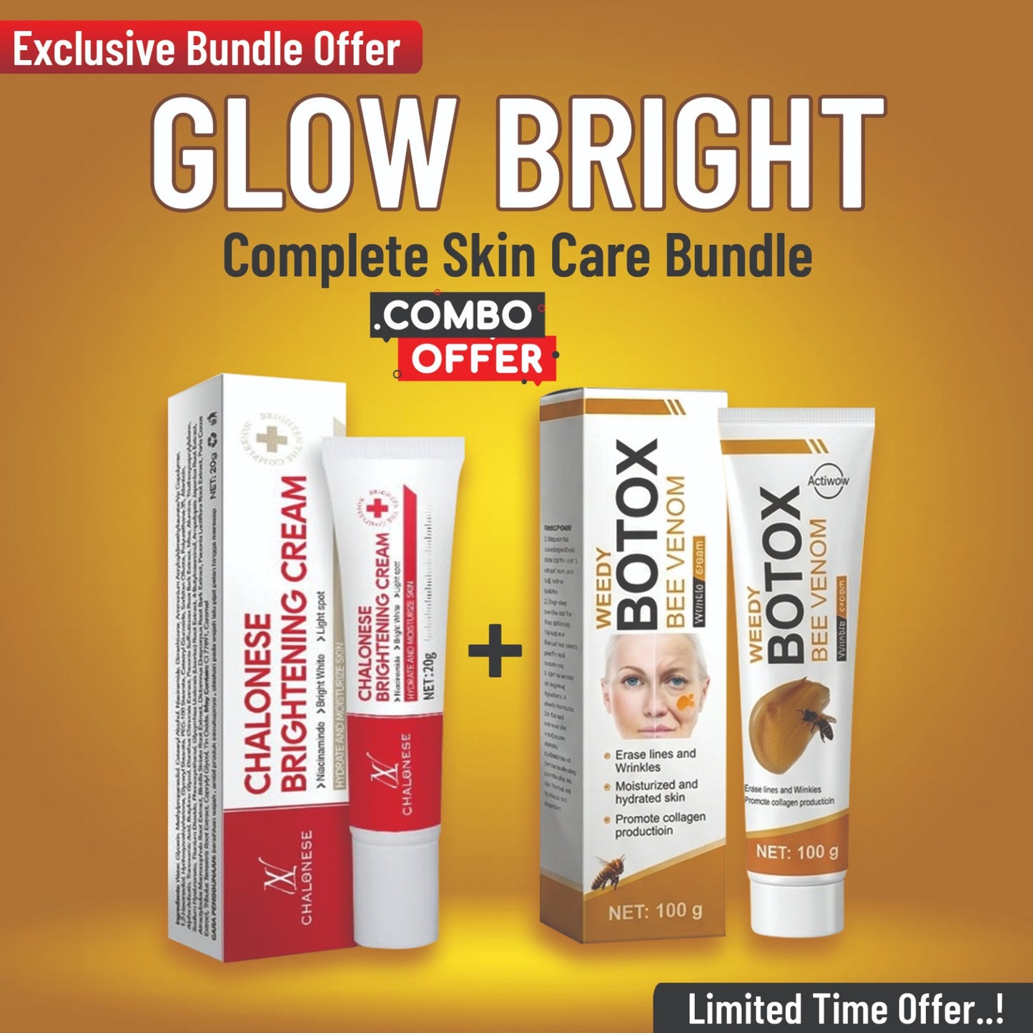 Botox Bee Venom Wrinkle Cream + Chalonese Brightening Cream Combo Offer