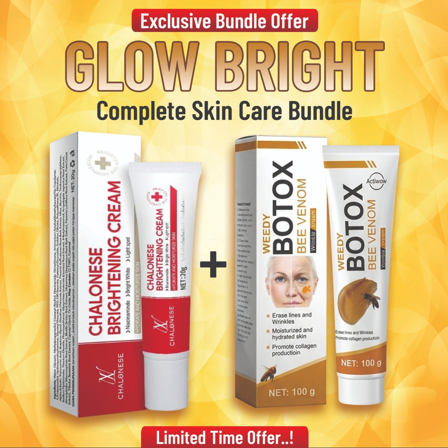 Botox Bee Venom Wrinkle Cream + Chalonese Brightening Cream Combo Offer