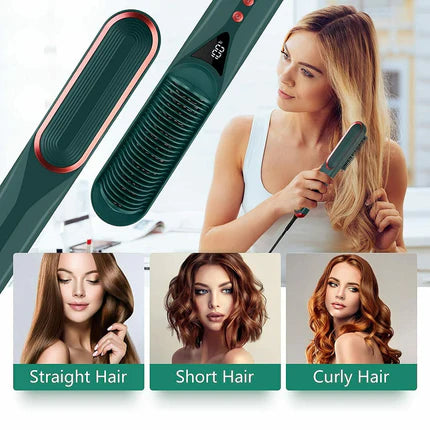 Hair Straightener Comb – Portable Ceramic Brush for Quick & Smooth Styling